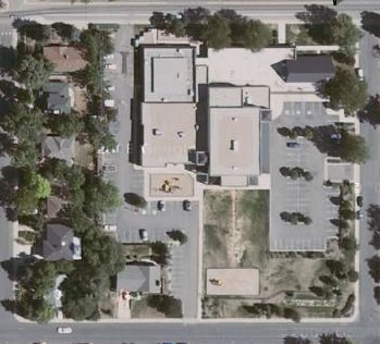 aerial photo of church